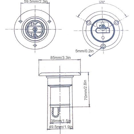 Bouchon de remplissage pour réservoir de carburant marin RV, bouchon de remplissage pour réservoir d'eau et de carburant, 38 mm (1,5") (1/5)