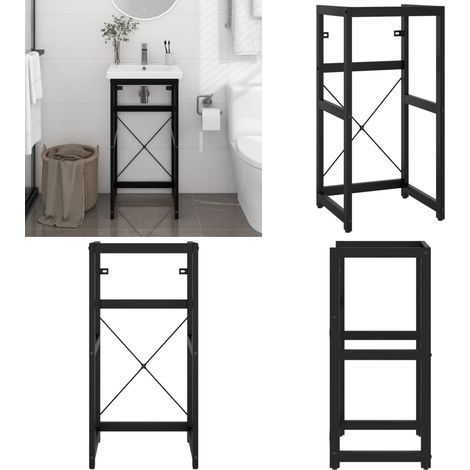 Cadre de lavabo de salle de bain Noir 40x38x83 cm Fer - Meuble De Salle De Bain - Cadre De Lavabo - Meuble Vasque - Support De Lavabo - Étagère Salle De Bain - Home & Living (1/5)