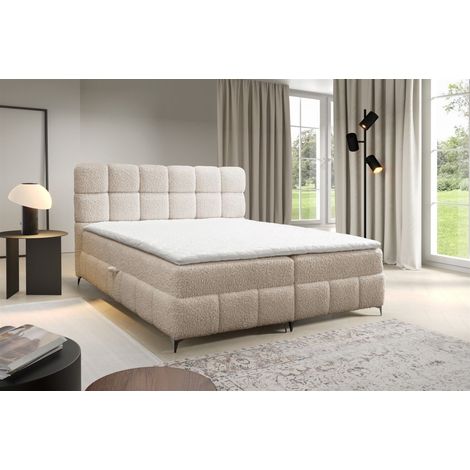 Boxspringbett Bett Schlafzimmerbett SOPHIE 100x200cm Stoff Rolf Beige (1/5)