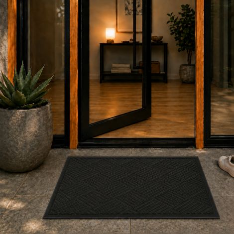 Tapis absorbant / anti-salissure Waterhog Diamond 60x90 cm - Bordure en caoutchouc - Anthracite