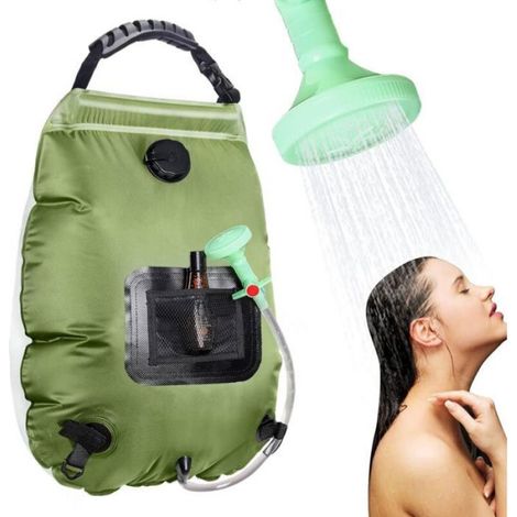 1 Sac de douche solaire,20 L,PVC durable,Flexible amovible,Pommeau marche/arrêt,Camping randonnée voyage (1/4)