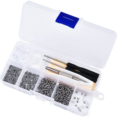 Kit de réparation de lunettes (550 pièces) avec outils, plaquettes nasales, manchons antidérapants, chiffon pour lunettes, kit d'outils de réparation et tournevis magnétique de précision. (1/5)
