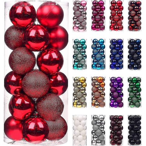 24er-Pack Weihnachtskugeln, bruchsicher, große Kugeln zum Aufhängen, Hochzeitsdekoration, rot, 6 cm hoch (1/5)
