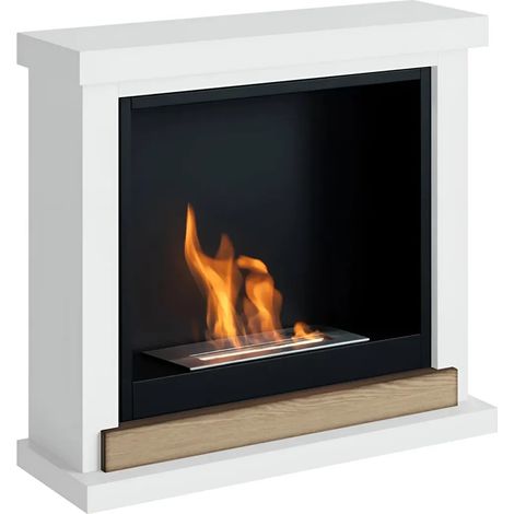 Camino a Bioetanolo TAGU FreeFlame Hagen Bianco Dettaglio Legno