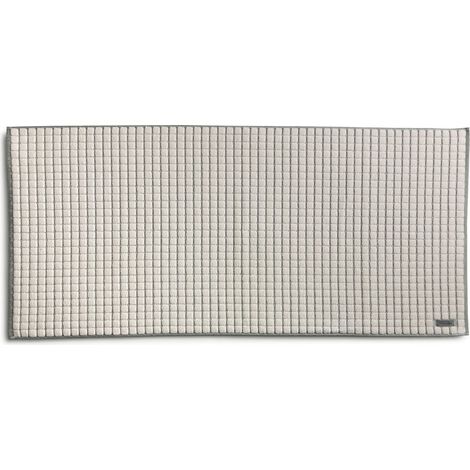 Möve Tappeto da bagno Eden con struttura a quadri, 60 x 130 cm, 80% cotone/20% lino, natura/nero (1/5)