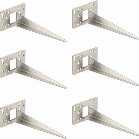 Novatool 6 x piquets de jardin 10 x 6 x 18 cm acier inoxydable professionnel ancrage au sol pour lampes manchon de sol ancrage au sol piquet de