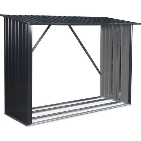 80x215x155cm firewood storage shed in galvanised steel Anthracite 80x215x155 cm - Epicea