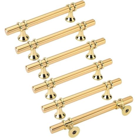 6pcs poignées de meuble dorées poignée dorée - poignée de porte de cuisine Poignee Tiroir Laiton poignées dorées meuble entraxe 96mm