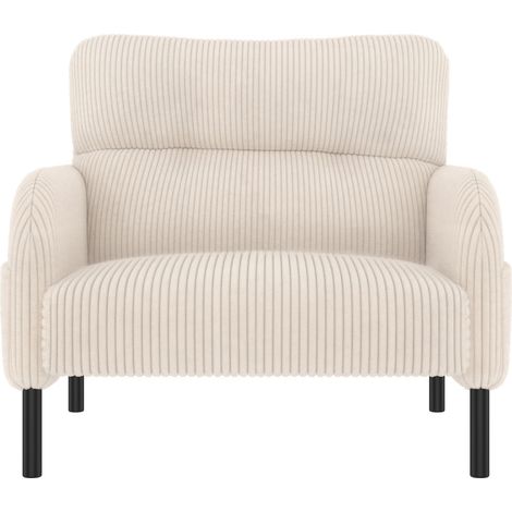 ELVMI Fauteuil avec Poches latérales et Dossier Ergonomique, Assise Profonde, en Velours Côtelé Beige 67 × 75 × 79 cm (1/4)