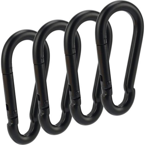 3-Zoll-Karabiner aus schwarzem, federbelastetem Stahl für hohe Beanspruchung (4er-Pack)