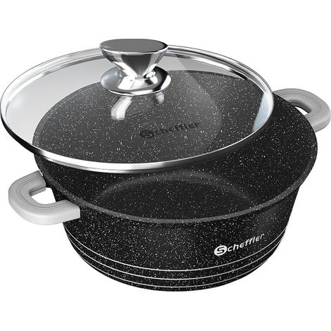 Scheffler Induction Dutch Oven, Cast Aluminium Induction Pot for All Heat Sources with Glass Lid, Non-stick, Large Saucepan, All Types of Cookers (24 cm) (1/5)
