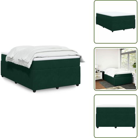 The Living Store Giroletto a Molle con Materasso Verde Scuro 120x190 cm Velluto - Materasso a molle insacchettate