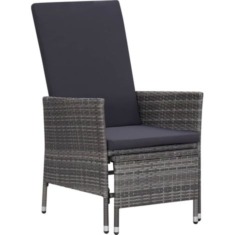 Garten-Liegestuhl mit Auflagen Poly Rattan Grau