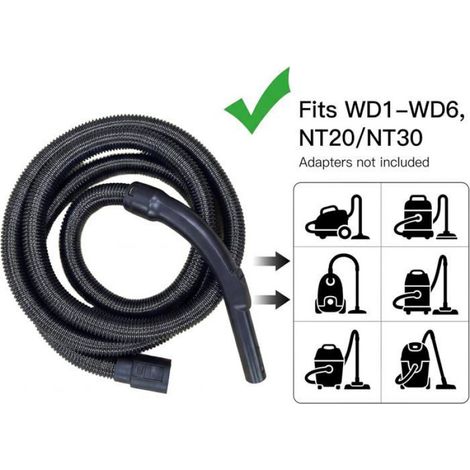 Tuyau Aspirateur - 1 Pièce - Plastique Renforcé - Double Joint Pivotant - Pour Kärcher NT WD - 3,5m MASQUE - MOUFLE - CHAUSSONS CH (1/5)