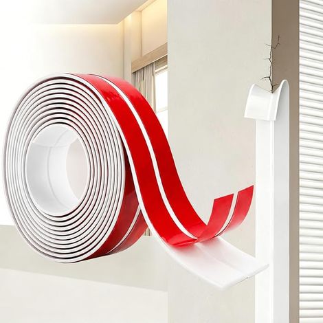 Moulure Murale Adhésive Flexible Cornière PVC Plinthe Souple Autoadhésive Baguette de Finition et Protection Angle Mur Étanche pour Cuisine Salle de Bain Fenêtre (1/5)