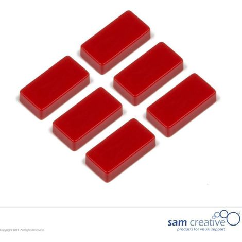 Jeu d'aimants rectangulaires 12x24mm rouge (6 pièces)