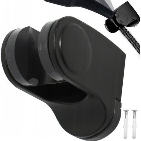 Soporte ajustable para cabezal de ducha para cabina de ducha, negro mate. (1/5)