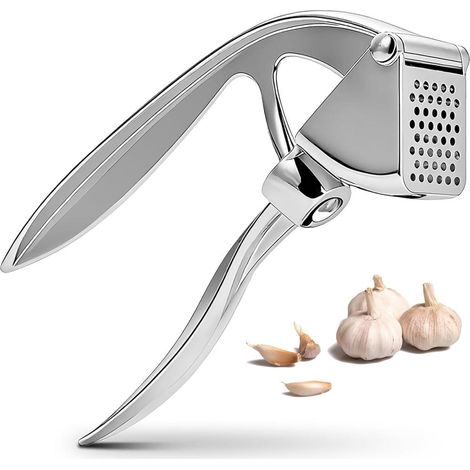 Knoblauchpresse aus Edelstahl fur Kuche, spatulmaschinenfest, leicht zu reinigende Knoblauchpresse (1/5)