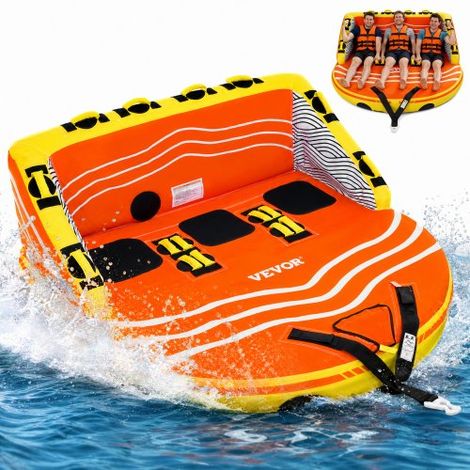 Bouée Tractée Gonflable pour Tubing, Bouée de Jeux Aquatiques en Forme de Canapé pour 1-3 Personnes, Capacité de Charge de 231 kg, avec Housse Entièrement en Nylon et Poignées de Maintien (1/3)