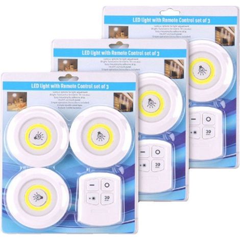 12 lampes tactiles COB avec télécommande, veilleuses à disque à toucher chaud, alimentées par piles, adaptées aux chambres, armoires, cuisines, espaces d'allaitement, etc. (1/5)