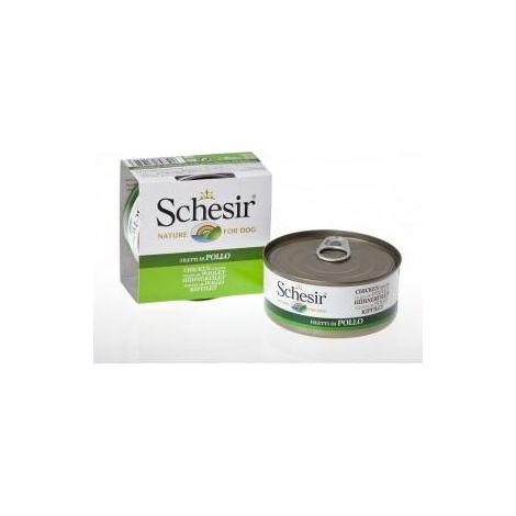 Agras Pet Foods Schesir - Nourriture humide pour chiens adultes, filets de poulet en gelée, 150 g (1/3)