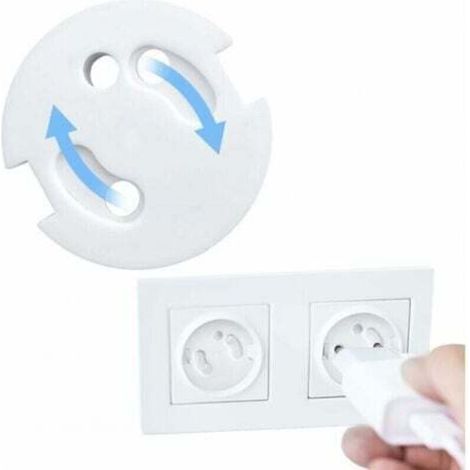 10Pcs Cache Prise Bébé Français-Protection Prises Bebe-Caches Prises Electrique-Sécurité Enfant-Mécanisme Tournant (1/4)