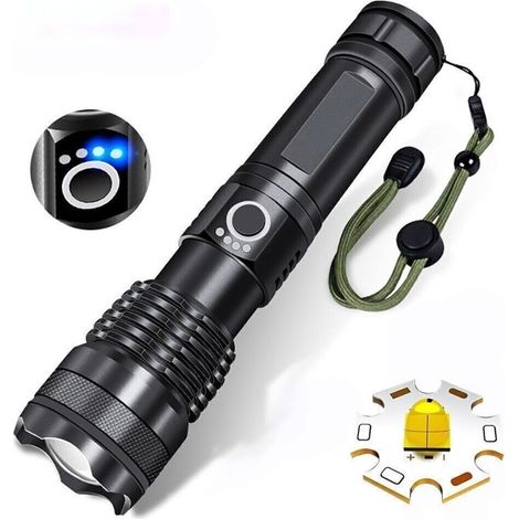 Lampe torche LED rechargeable ultra-puissante de 12 000 000 lumens Lampe torche LED rechargeable ultra-puissante de 12 000 000 lumens (1/5)