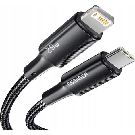 Câble Essager USB-C PD vers Lightning de 1 m pour iPhone 14, 13, 12 Pro, X et 8, charge rapide 29 W (1/5)