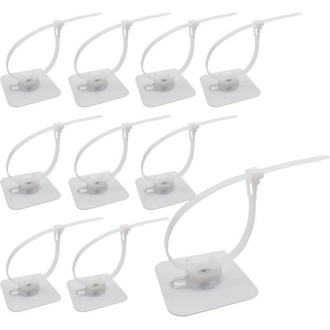 Adjustable Adhesive Cable Clips-10 Pieces Self Adhesive Cable Clips,Adjustable Cable Belt,Cable Ties for Smooth Surfaces (1/5)