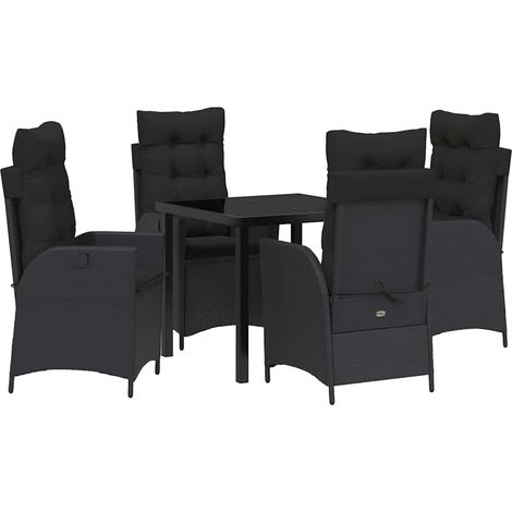Maison Exclusive - Conjunto de Comedor de Jardín 5 uds. Negro rat (1/5)