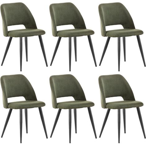 WAFTING Lot de 6 Chaise de Salle à Manger en Velours,Chaise Rembourrée avec Pieds Indépendants,Vert Armée (1/5)