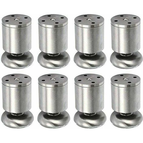 Adjustable stainless steel furniture feet 50 x 80 mm – Silent rubber pads – Set of 8 for tables and desks (1/4)
