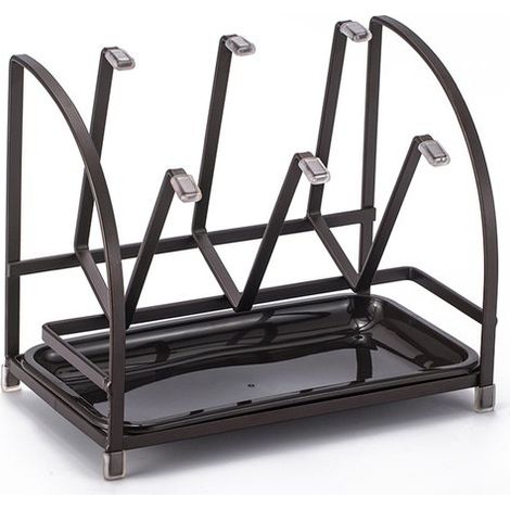 Scolapiatti universale, scolapiatti per bottiglie, supporto per bottiglie, supporto per bottiglie nero, scolapiatti in metallo nero, supporto per bottiglie (1/5)