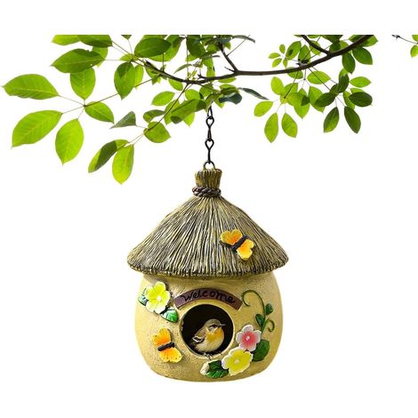 Bonito comedero colgante de metal con diseño floral para pájaros de exterior (1/5)