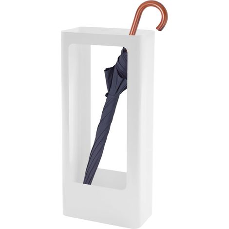 Porte-parapluies en fer blanc pour 20 parapluies à long manche, entrée moderne, 24 x 14 x 52 cm, Blanc (1/5)