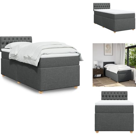 Boxspringbett mit Matratze Dunkelgrau Stoff - Boxspringbett - Einzelbett - Bettsofa - Schlafsystem - Doppelbett (1/5)