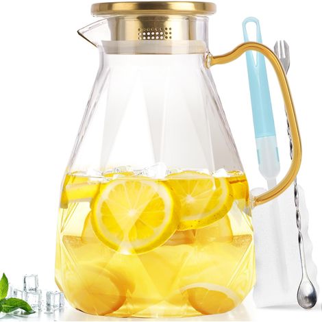 Pichet en Verre de 2L avec Couvercle Inox