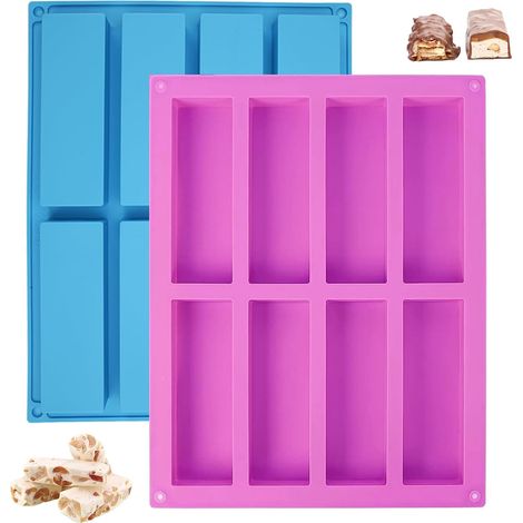 2 Pcs Moule Silicone Rectangulaire pour Barre de Céréales,Financier Barre Chocolat, Patisserie, Tablette de Chocolat, Gateau, Mini Cake, Antiadhésif, Qualité Alimentaire, Four et au Micro-Ondes (1/5)