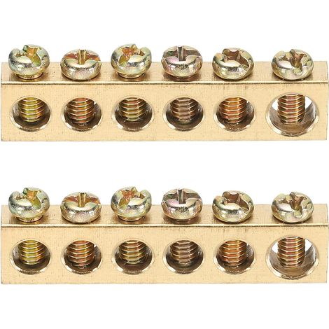 2 Pcs Borne De Mise À La Terre, 6 Positions Borne De Mise À La Terre En Laiton À Vis, M4 45.7x6x10mm Bloc À Vis Barrière En Laiton Pour Équipements Électriques (1/5)