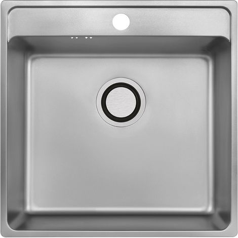 Fregadero de acero inoxidable de un solo seno con sifón, besos inox PVD (1/3)