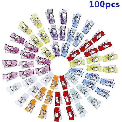 Pinces à coudre, en plastique coloré, légères et durables (100 pièces) (1/4)