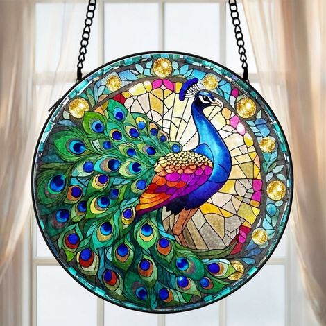 Attrape-soleil cardinal vitrail 9 cm décoration fenêtre suspendue oiseau rouge cadeau femme (1/5)