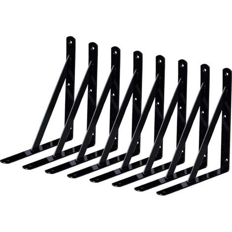 -Confezione da 8 staffe per mensole industriali da parete, staffe di fissaggio in metallo da 150 x 95 mm, staffe triangolari per mensole, staffe metalliche resistenti a 90 gradi, per garage, cucina, c
