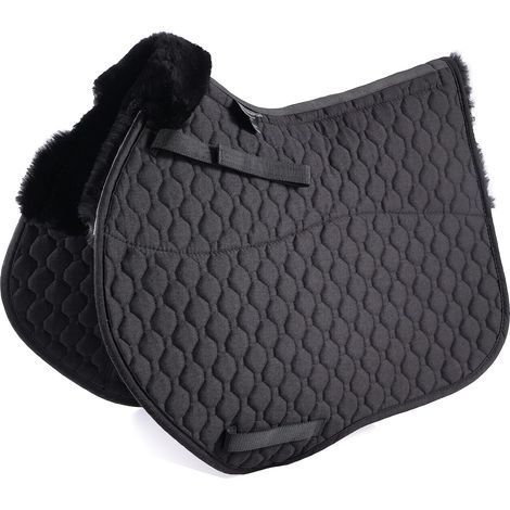 Tapis de selle GP en laine d'agneau - Tapis de selle carré - Tapis de selle pour saut d'équitation - Usage général (VSS, noir) (1/5)