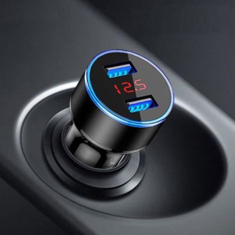 Chargeur allume-cigare - 3.1A - Double USB - Écran LCD - 12V/24V (1/3)