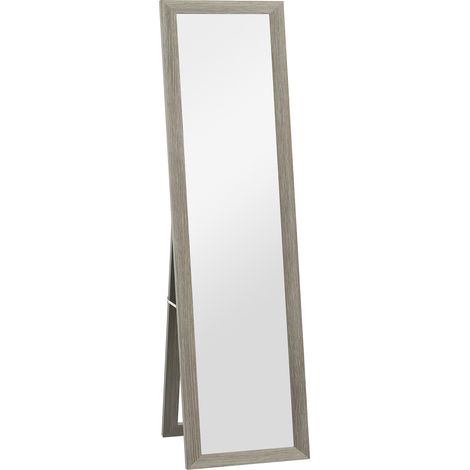 Miroir rectangulaire à poser ou à fixer au mur, avec cadre en bois, pour salon ou chambre, 37 x 155 cm, gris (1/5)