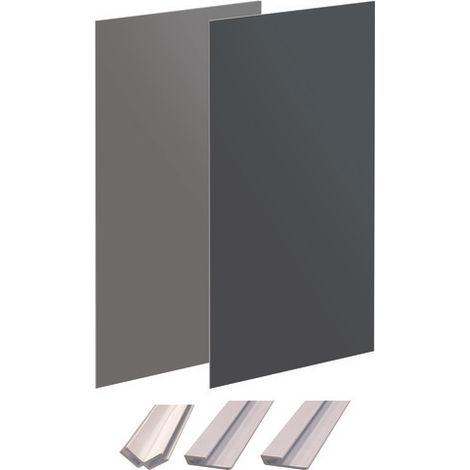 ONDEE ZEN - Pack montage 2 panneaux muraux en angle - gris & anthracite 120 cm - profilés blanc (1/4)