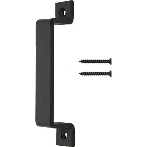 2pcs Poignée de porte de grange Poignée de porte en acier noir massif (le noir)160mm (1/4)