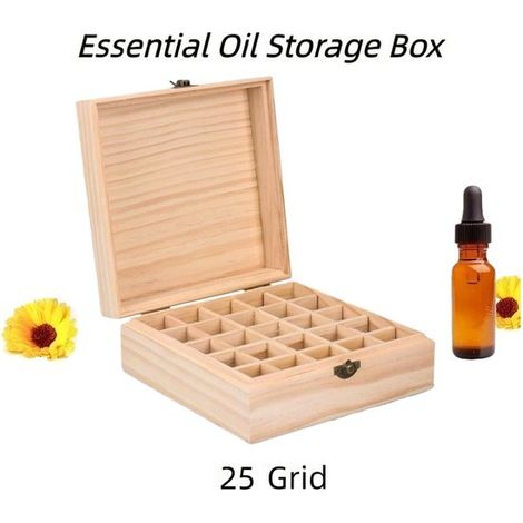 Aufbewahrungsbox Holzorganizer für ätherische Öle 25 Fächer Kiefernholz Zerlegbar Aufbewahrungsboxen für ätherische Öle Schmuckkästchen Organizer (1/5)