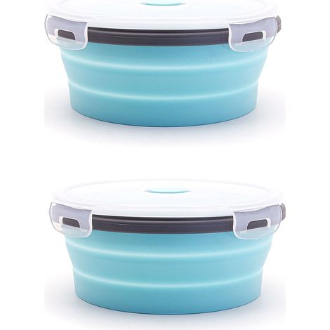 Sac à lunch en silicone, 800 ml, bleu, pour organiser les repas au travail, à l'école, en pique-nique ou en voyage.-AquaForge (1/4)
